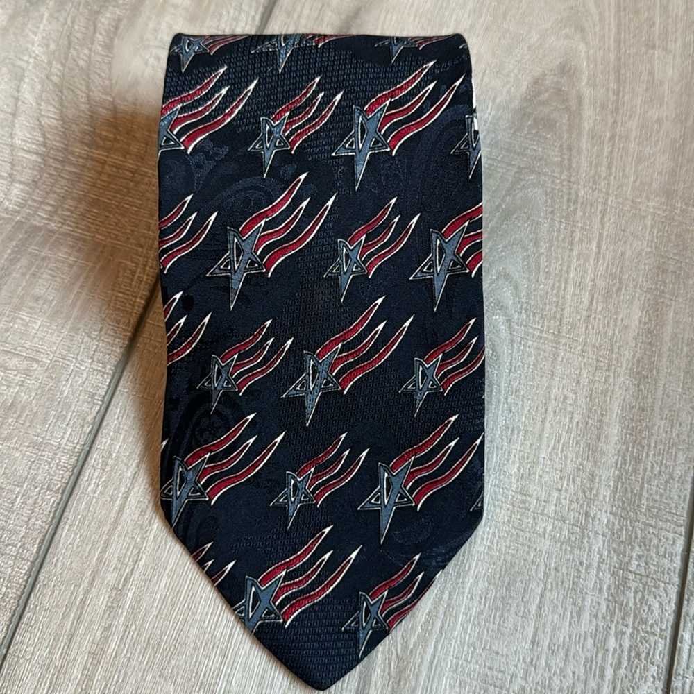 🇺🇸Vintage Stars & Stripes Silk tie Navy‎ Blue Red Fourth of July Holiday 7/4